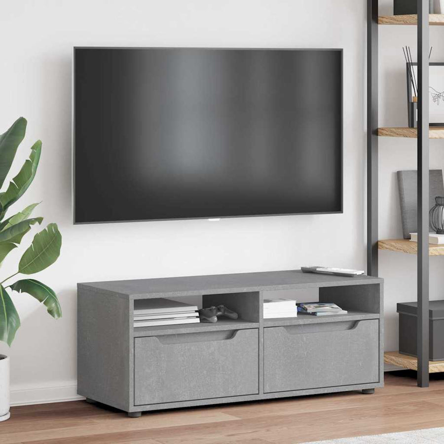 Tv-meubel VISNES 100x40x38 cm bewerkt hout betongrijs