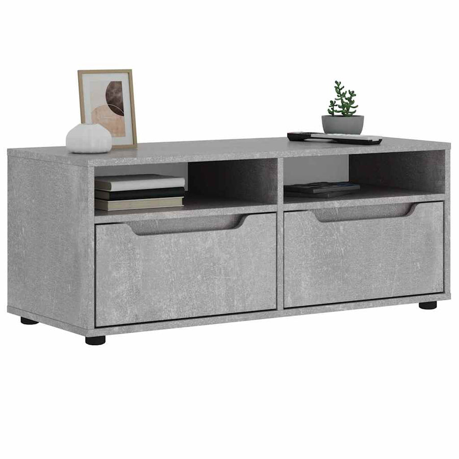 Tv-meubel VISNES 100x40x38 cm bewerkt hout betongrijs