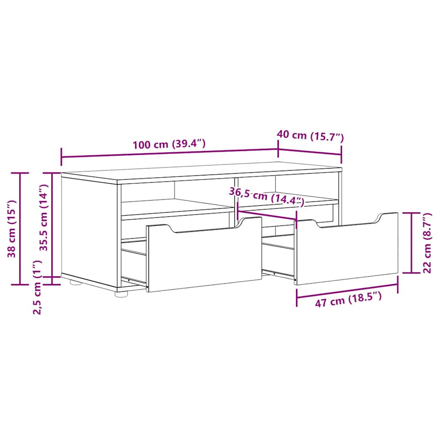 Tv-meubel VISNES 100x40x38 cm bewerkt hout sonoma eikenkleurig