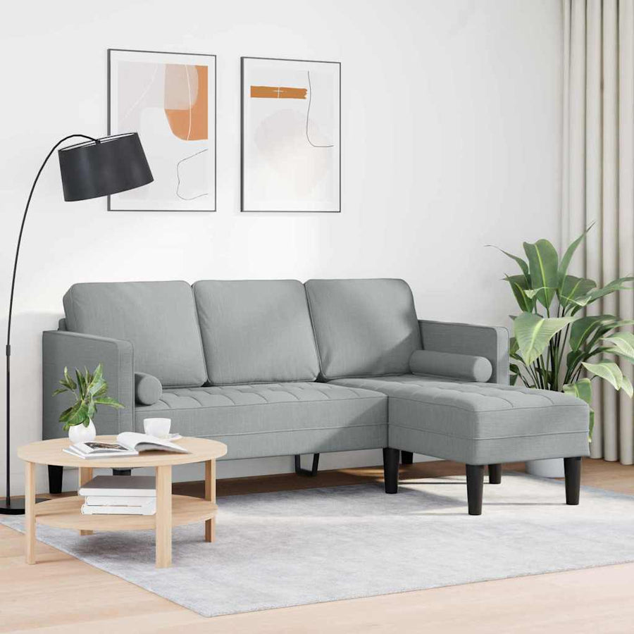 Bankstel met kussen Lichtgrijs Polyester