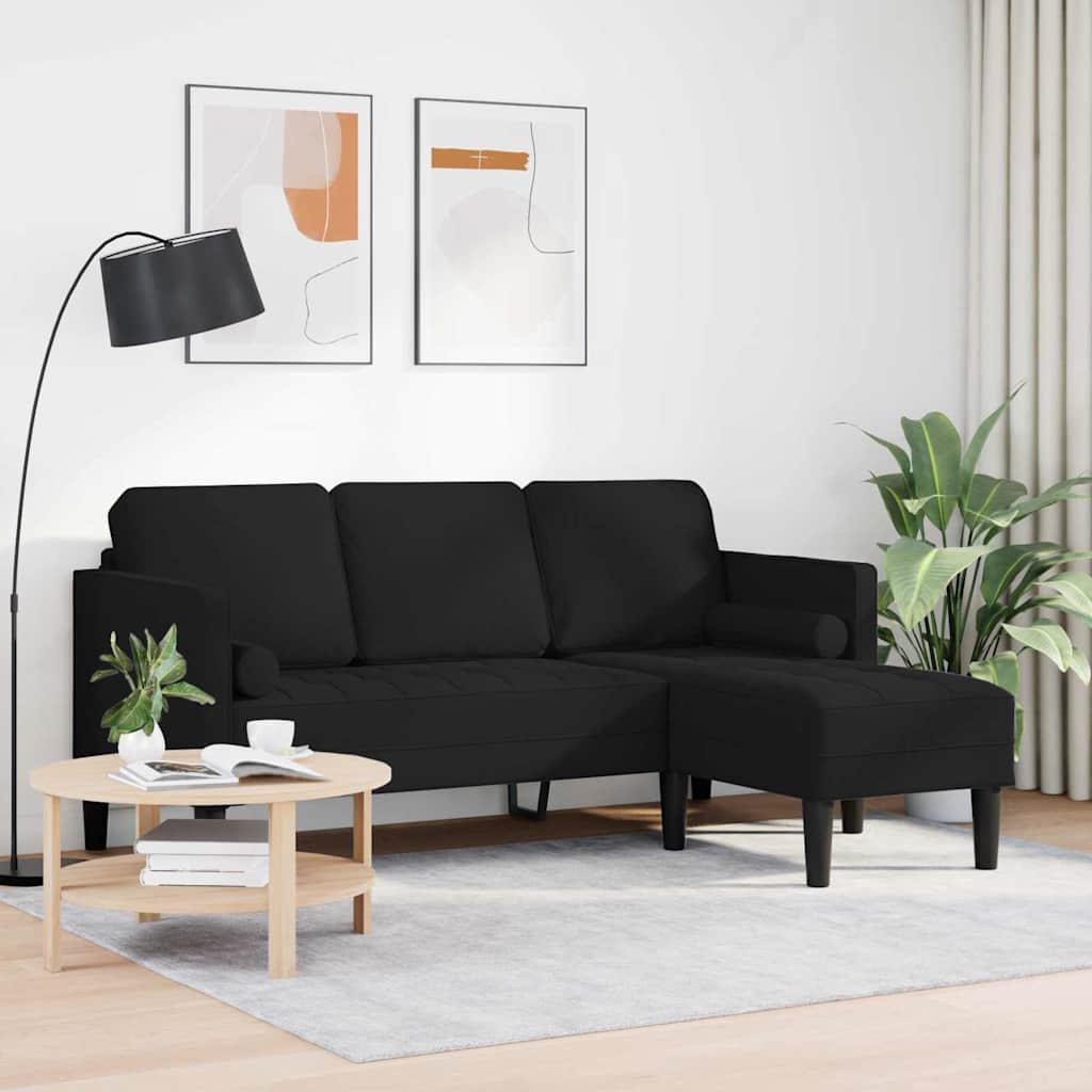 Bankstel met kussen Zwart Polyester