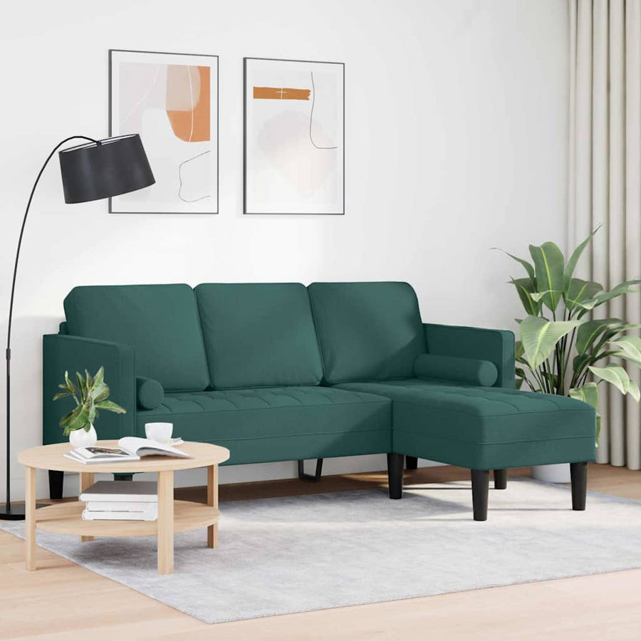 Bankstel met kussen Donkergroen Polyester