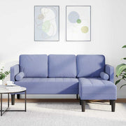 Bankstel L-vormig jeans blauw 173x131x67 cm polyester