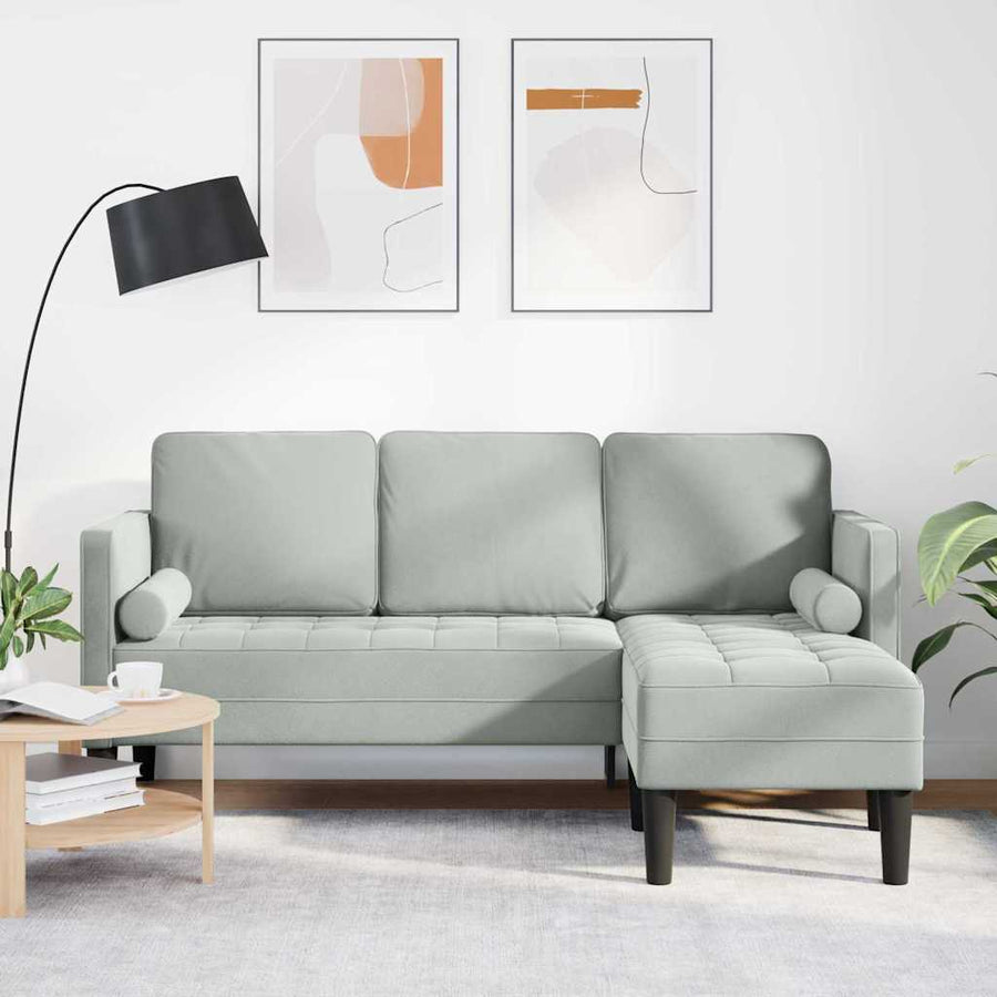 Bankstel met kussen Lichtgrijs Polyester