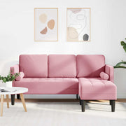 Bankstel 173x131x67 cm stofroze fluweel
