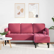 Bankstel L-vormig wijnrood polyester 173x131x67 cm