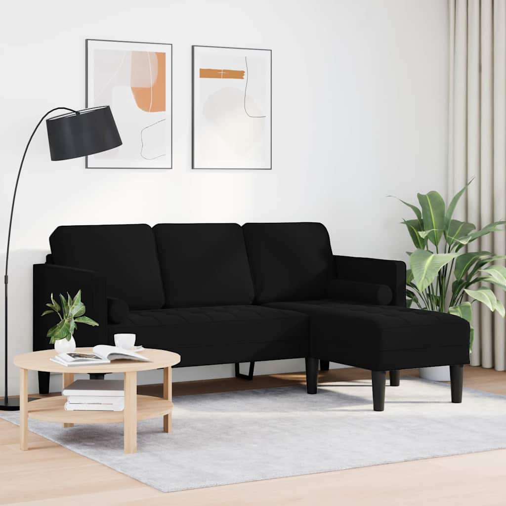 Bankstel met kussen Zwart Polyester