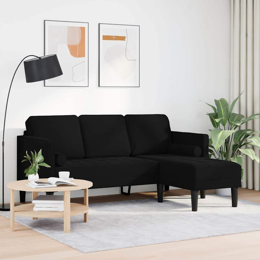Bankstel met kussen Zwart Polyester