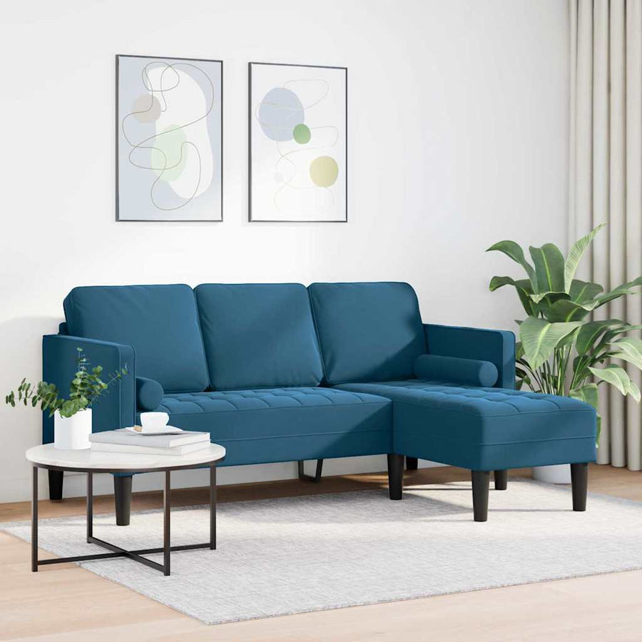 Bankstel met kussen Blauw Polyester
