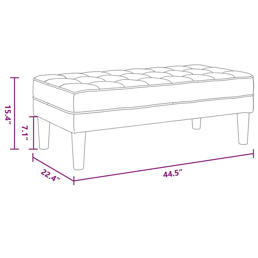 Bank met kussen Zwart 113 x 57 x 39 cm Fluweel