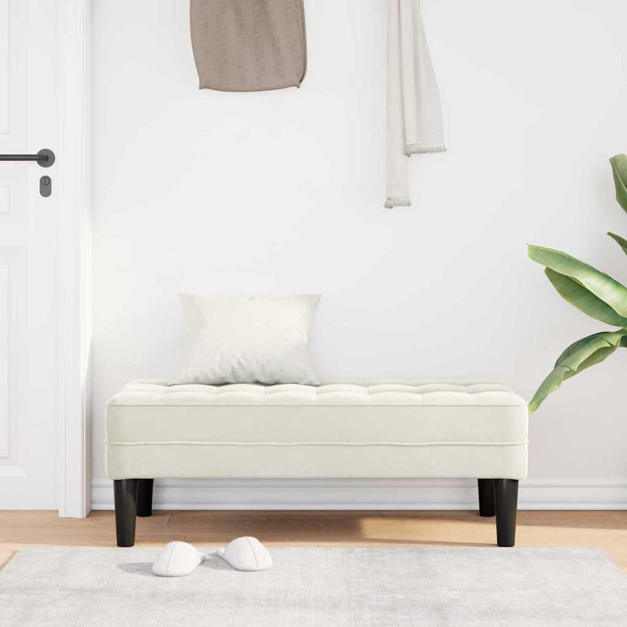 Bank met kussen Crème 113 x 57 x 39 cm Fluweel