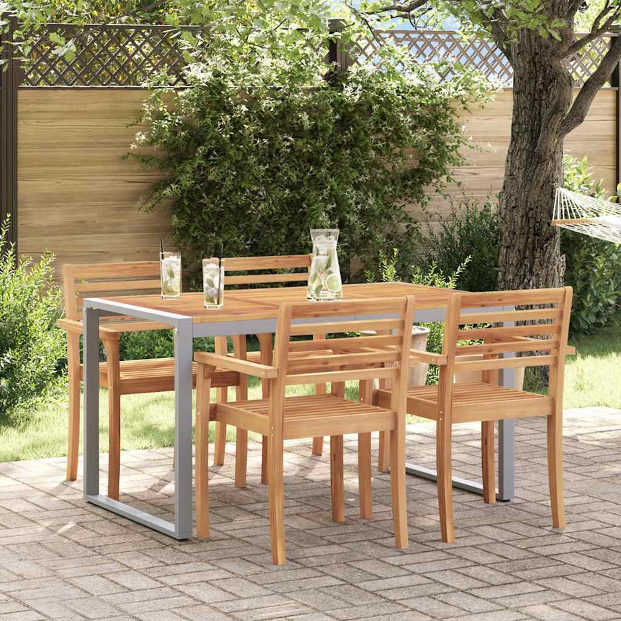 Tuinstafel Grijs 140 x 80 x 75 cm Massief Acaciahout