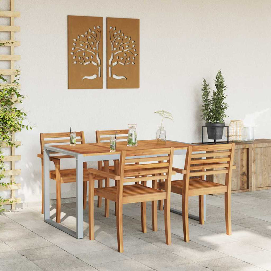 Tuinstafel Grijs 140 x 80 x 75 cm Massief Acaciahout