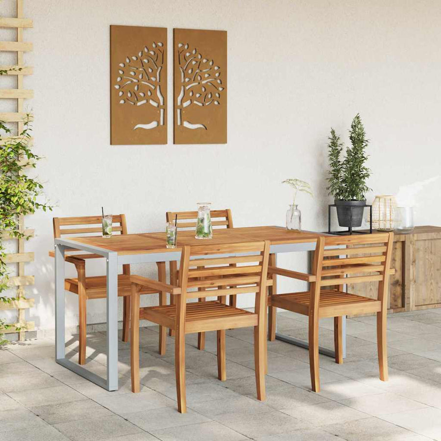 Tuinstafel Grijs 160 x 80 x 75 cm Massief Acaciahout