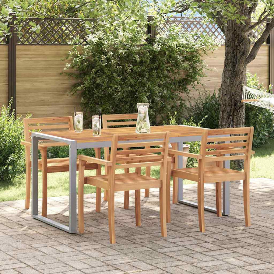 Tuinstafel Grijs 160 x 80 x 75 cm Massief Acaciahout
