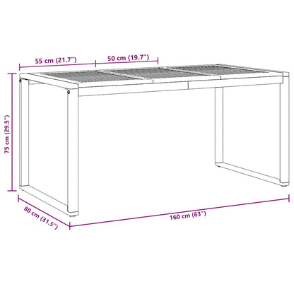 Tuinstafel Grijs 160 x 80 x 75 cm Massief Acaciahout