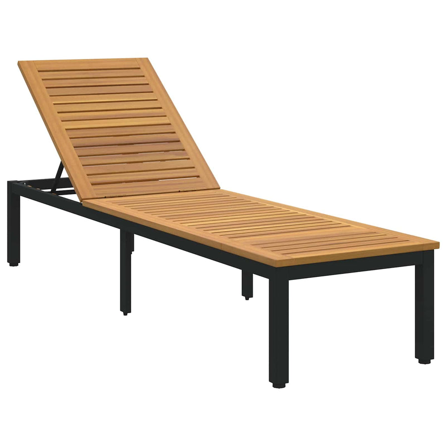 Ligbed 200 X 55 X 35 Cm Massief Acaciahout Naturel en zwart