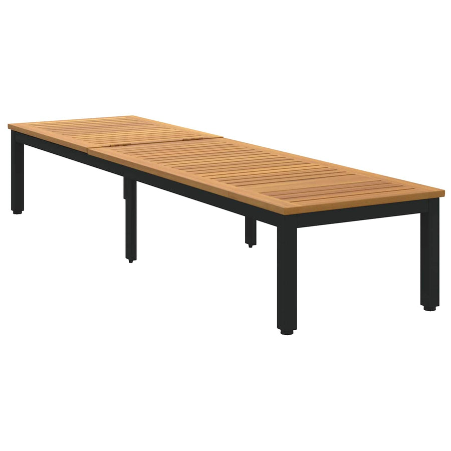Ligbed 200 X 55 X 35 Cm Massief Acaciahout Naturel en zwart
