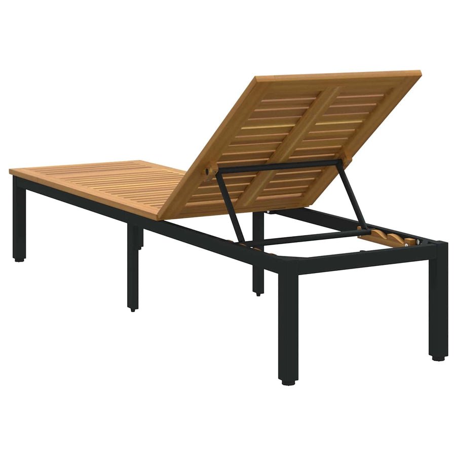 Ligbed 200 X 55 X 35 Cm Massief Acaciahout Naturel en zwart