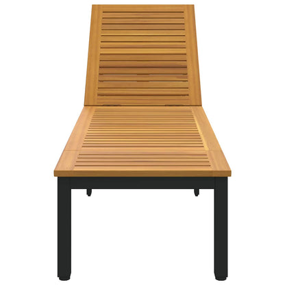 Ligbed 200 X 55 X 35 Cm Massief Acaciahout Naturel en zwart