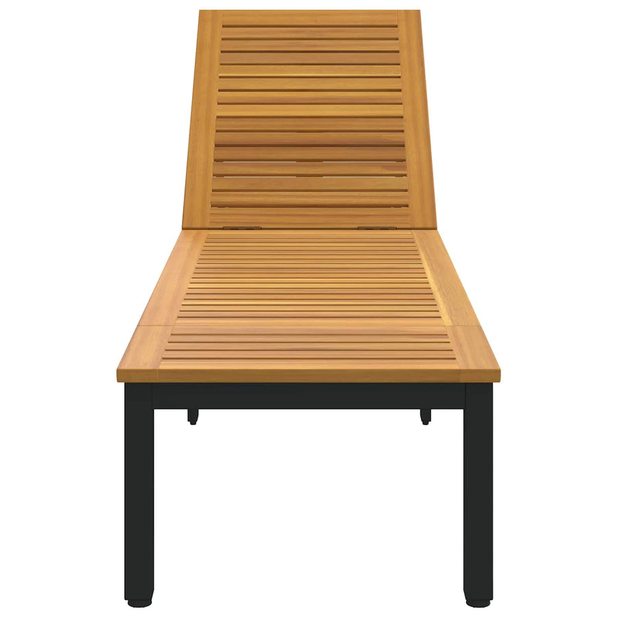 Ligbed 200 X 55 X 35 Cm Massief Acaciahout Naturel en zwart