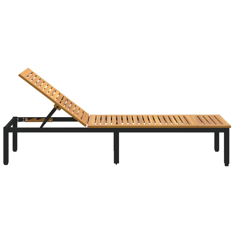 Ligbed 200 X 55 X 35 Cm Massief Acaciahout Naturel en zwart