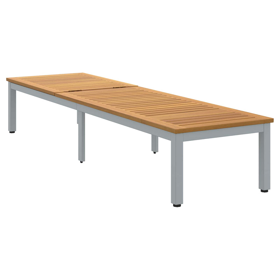 Ligbed 200 X 55 X 35 Cm Massief Acaciahout Natuurlijk en grijs