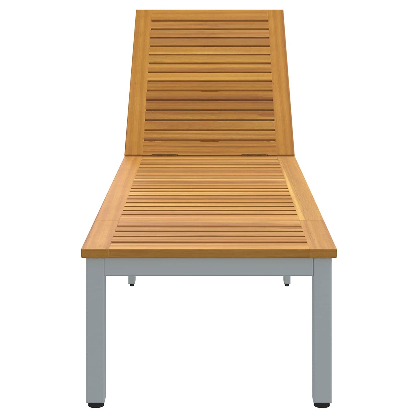 Ligbed 200 X 55 X 35 Cm Massief Acaciahout Natuurlijk en grijs