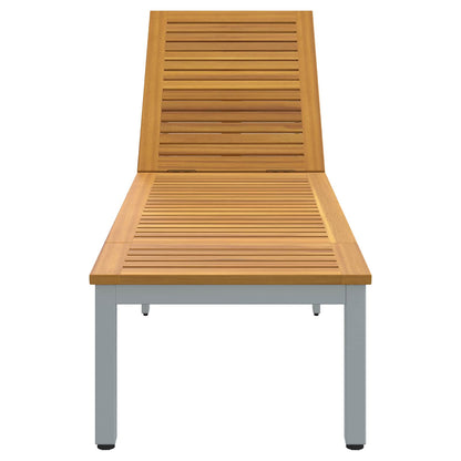Ligbed 200 X 55 X 35 Cm Massief Acaciahout Natuurlijk en grijs