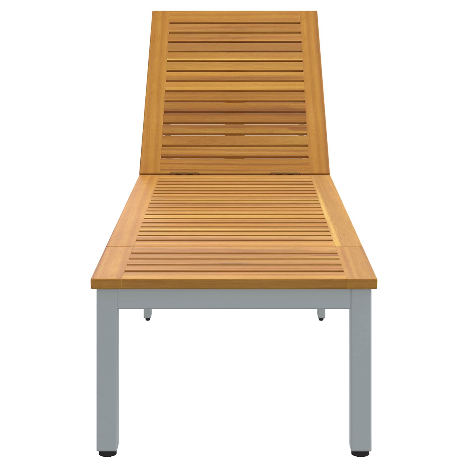 Ligbed 200 X 55 X 35 Cm Massief Acaciahout Natuurlijk en grijs