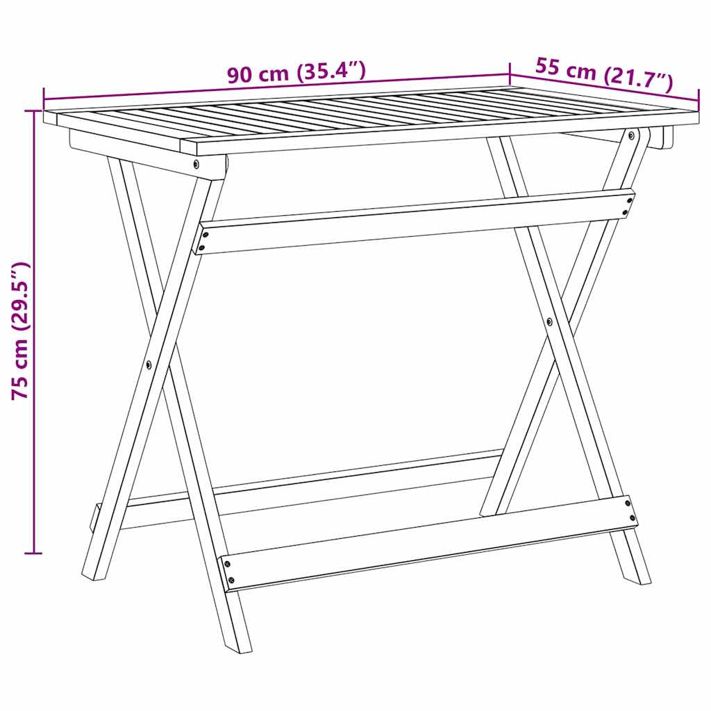 Tuinstafel Bruin 90 x 55 x 75 cm Massief Acaciahout