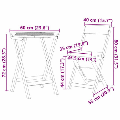 Tuin eettafelset 3 pcs Olie naturel Massief Acaciahout