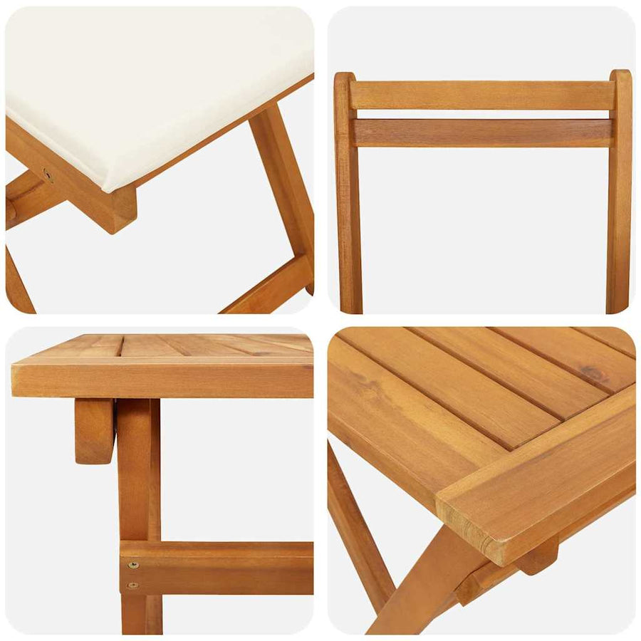 Bistroset met kussen 5 pcs Olie naturel Massief Acaciahout