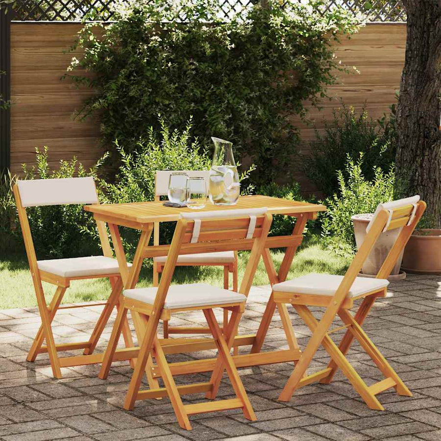 Bistroset met kussen 5 pcs Olie naturel Massief Acaciahout