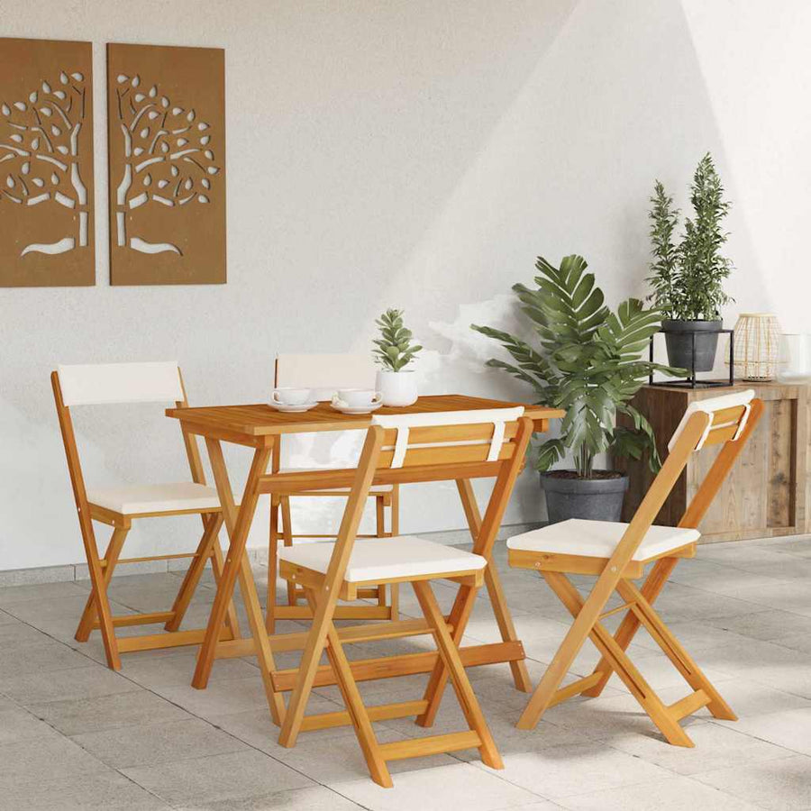 Bistroset met kussen 5 pcs Olie naturel Massief Acaciahout