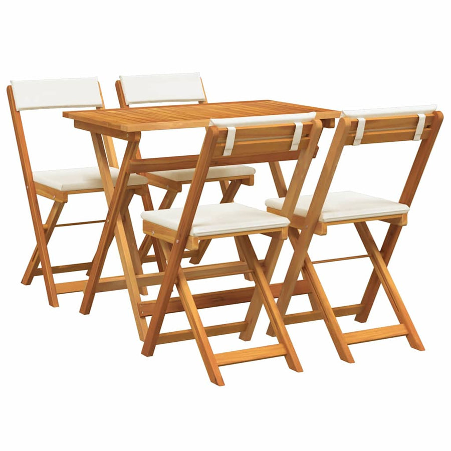 Bistroset met kussen 5 pcs Olie naturel Massief Acaciahout