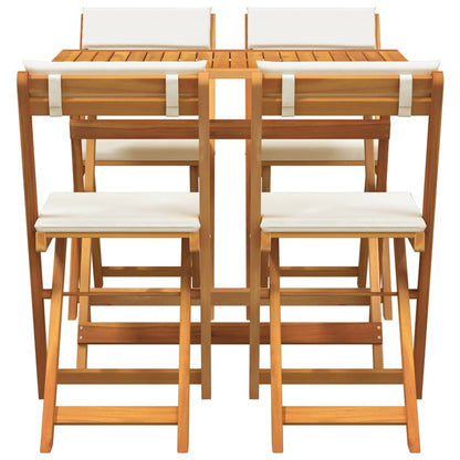 Bistroset met kussen 5 pcs Olie naturel Massief Acaciahout