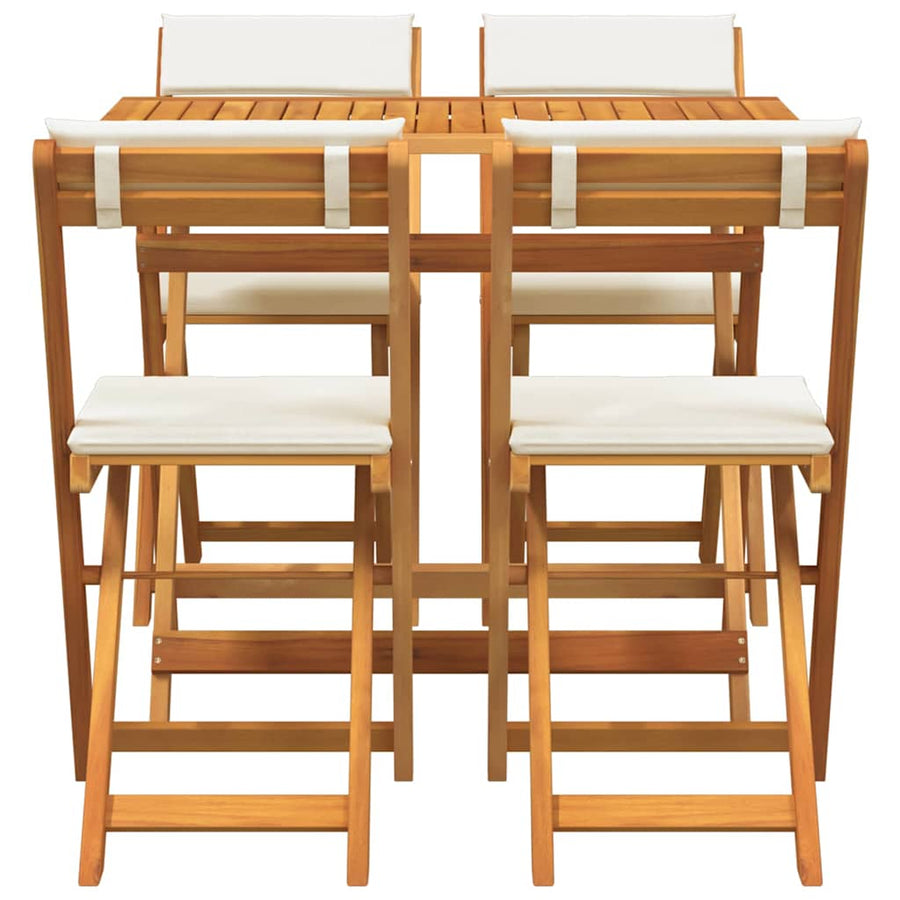 Bistroset met kussen 5 pcs Olie naturel Massief Acaciahout