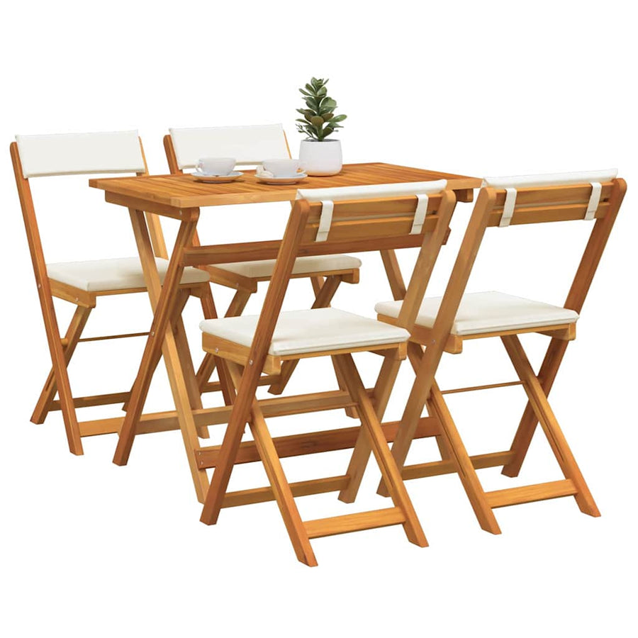 Bistroset met kussen 5 pcs Olie naturel Massief Acaciahout