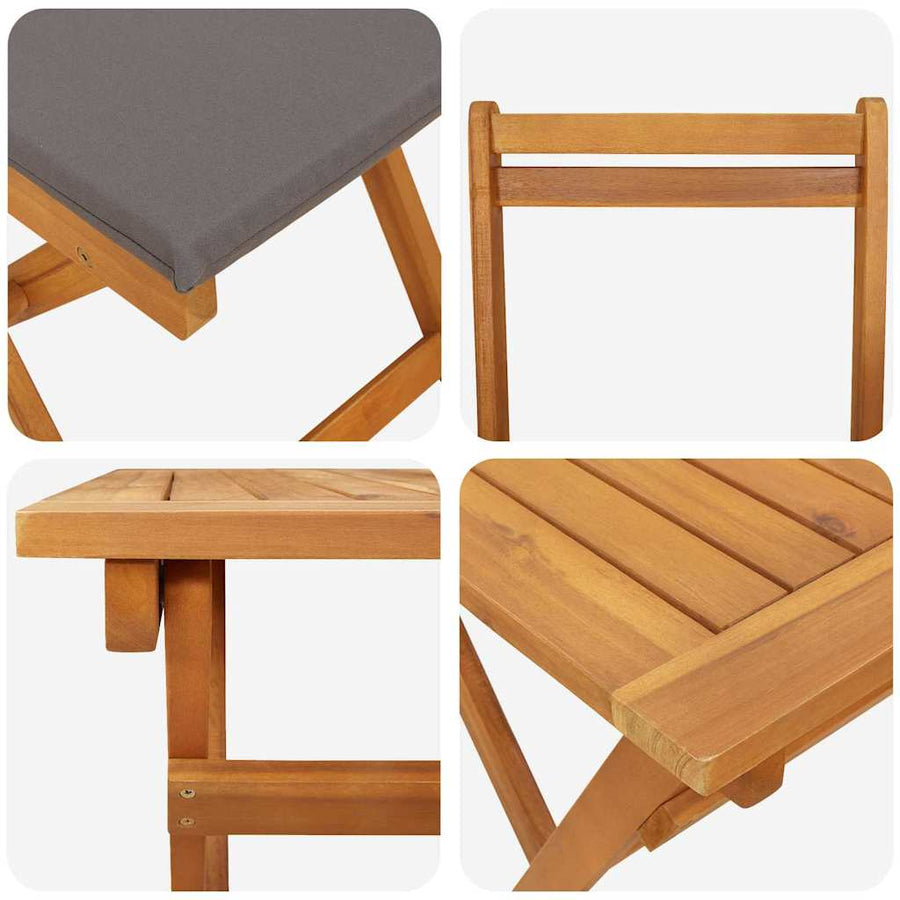 Bistroset met kussen 5 pcs Olie naturel Massief Acaciahout