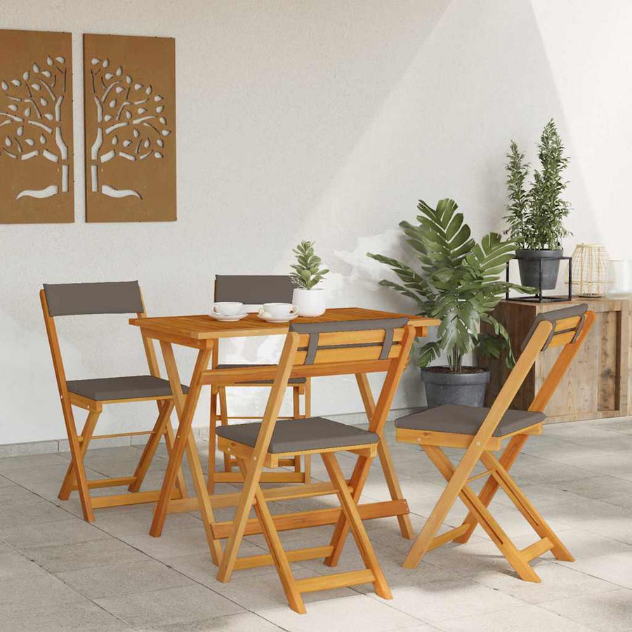 Bistroset met kussen 5 pcs Olie naturel Massief Acaciahout
