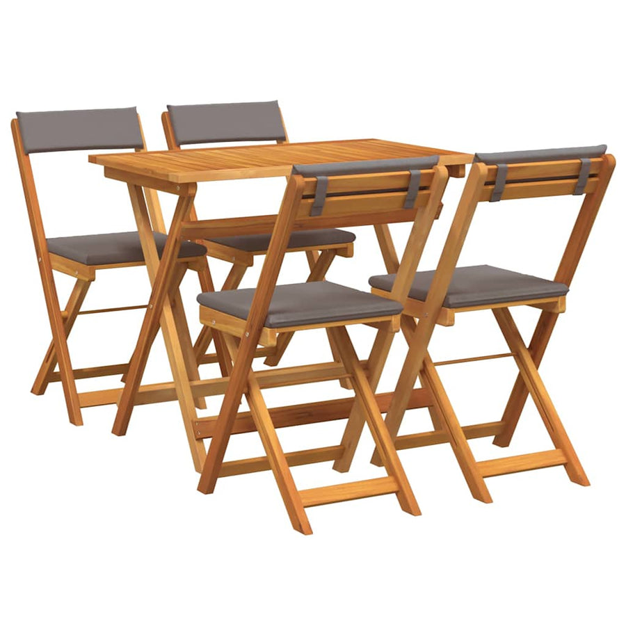 Bistroset met kussen 5 pcs Olie naturel Massief Acaciahout