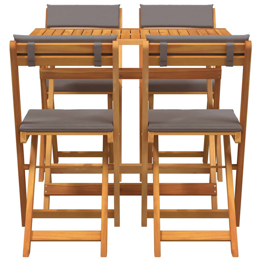 Bistroset met kussen 5 pcs Olie naturel Massief Acaciahout