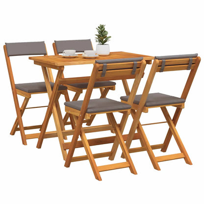 Bistroset met kussen 5 pcs Olie naturel Massief Acaciahout