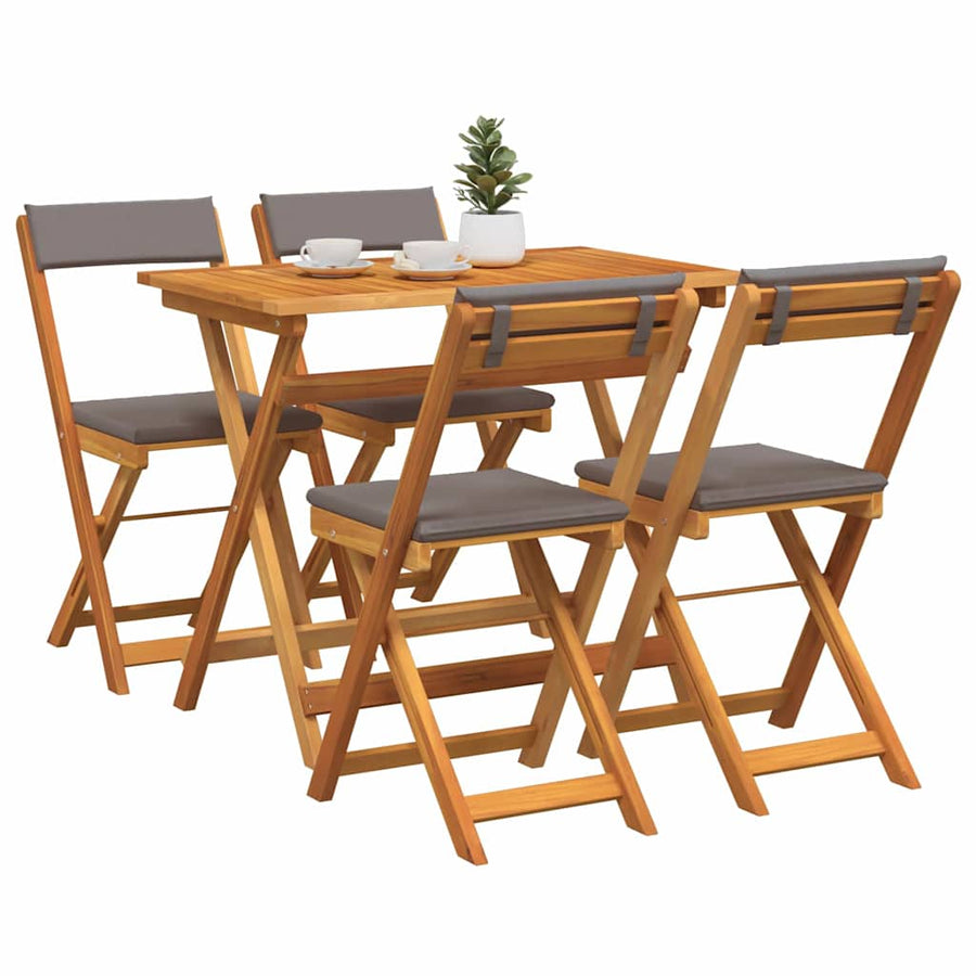 Bistroset met kussen 5 pcs Olie naturel Massief Acaciahout
