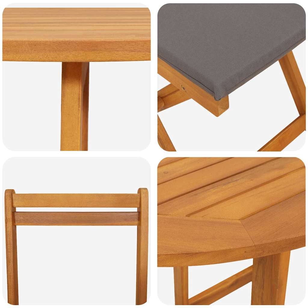 Bistroset met kussen 3 pcs Olie naturel Massief Acaciahout