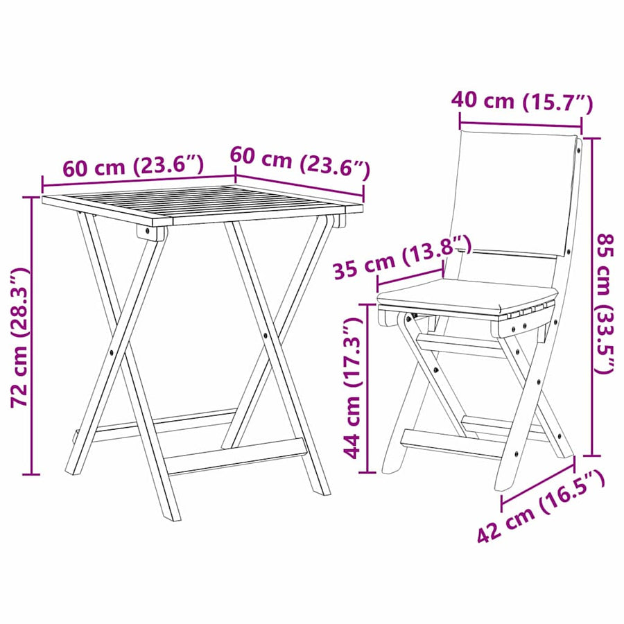 Bistroset 3 pcs Olie naturel Massief Acaciahout