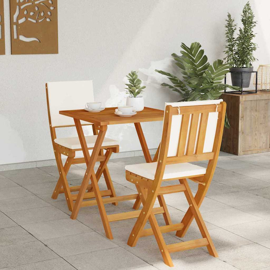 Bistroset met kussen 3 pcs Olie naturel Massief Acaciahout