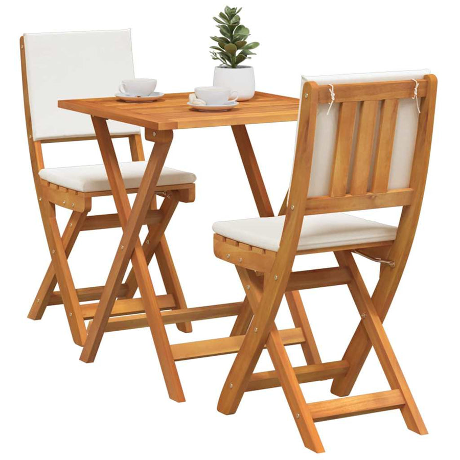 Bistroset met kussen 3 pcs Olie naturel Massief Acaciahout