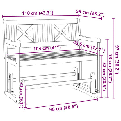 Glider Bank Bruin 110 x 59 x 97 cm Massief Acaciahout